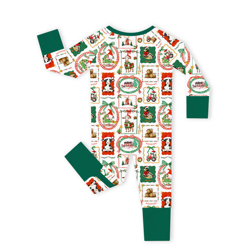 Bamboo Baby Zipper Romper Pajama Christmas Farm Animals