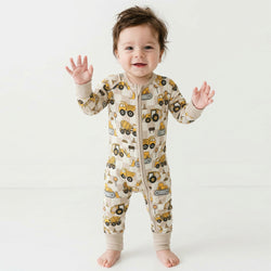 Plaid Truck Bamboo Zipper Romper Pajamas