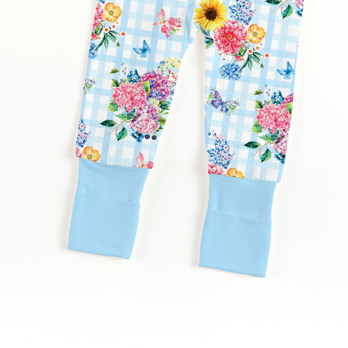 Gingham Garden Bouquet Bamboo Zipper Pajama Romper