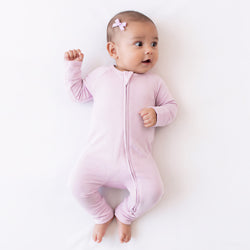 Baby Soft Pink Solid Bamboo Zipper Romper Pajamas