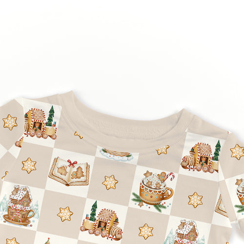 Bamboo Kids Two-Piece Pajama Set Christmas Gingerbread Village