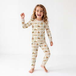 Bamboo Kids Two-Piece Pajama Set Christmas Gingerbread Village