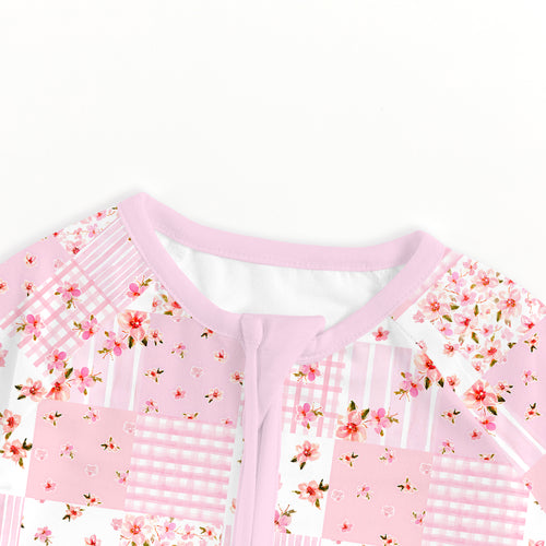 Valentine Floral Quilt Bamboo Zipper Pajama Romper
