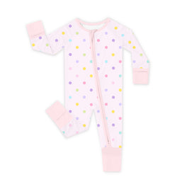 Bamboo Baby Convertible Zipper Romper Pajamas Pastel Dot Dreams