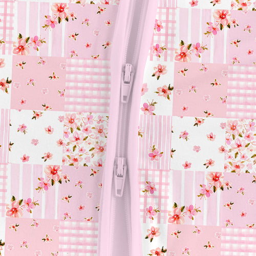 Valentine Floral Quilt Bamboo Zipper Pajama Romper