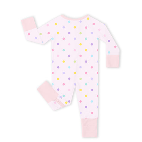 Bamboo Baby Convertible Zipper Romper Pajamas Pastel Dot Dreams