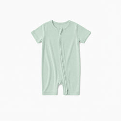 Baby Bamboo Zipper Pajama Romper Sage Green Solid