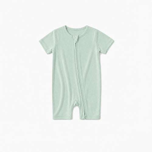 Baby Bamboo Zipper Pajama Romper Sage Green Solid