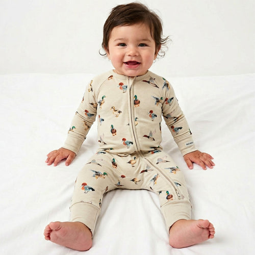 Colorful Ducks Bamboo Zipper Romper Pajamas