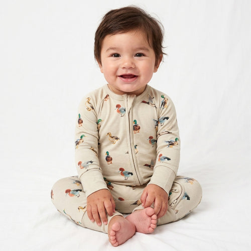 Colorful Ducks Bamboo Zipper Romper Pajamas