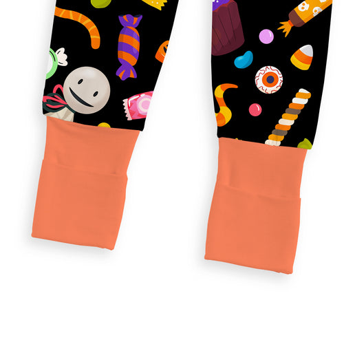 Halloween Spooky Sweet Candy Orange Baby Bamboo Zipper Pajama Romper