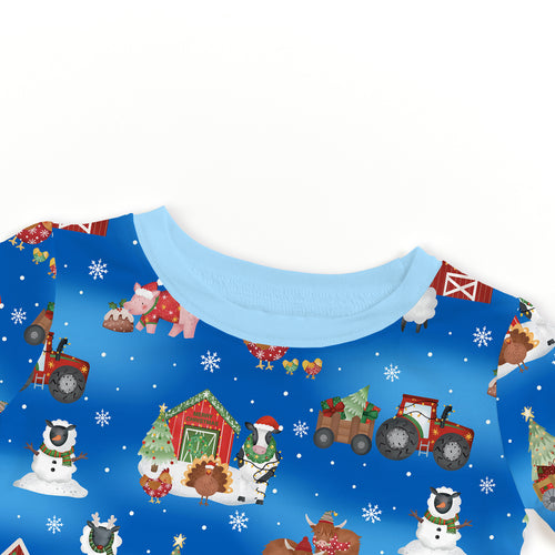 Bamboo Kids Two-Piece Pajama Set Christmas Western Barnyard Animals