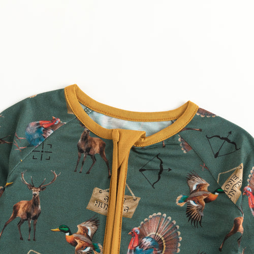 Thanksgiving peacock Baby Bamboo Zipper Romper