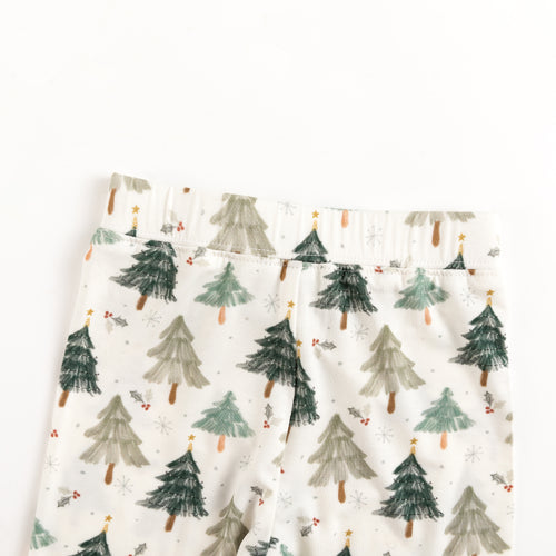 Bamboo Kids Two-Piece Pajama Set Christmas Tree Green