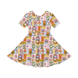 Kids Vintage Goose Garden Bamboo Short Sleeves Dress