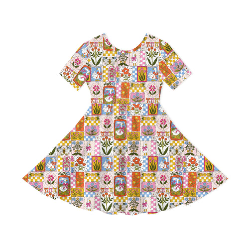 Kids Vintage Goose Garden Bamboo Short Sleeves Dress