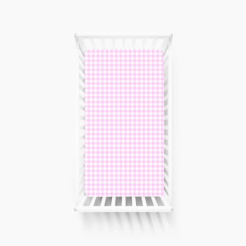 Pink Blush Check Sweet Dreams Bamboo Fitted Crib Sheet