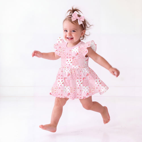 Baby Valentine Floral Quilt Bamboo Short Sleeves Dress