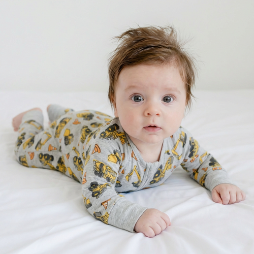 Baby Excavator Pattern Bamboo Viscose Zippy Romper