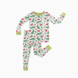 Bamboo Kids Two-Piece Set Christmas Tree Santa Hat Plaid