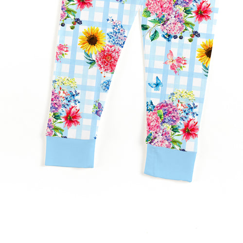 Gingham Garden Bouquet Kids Bamboo Two-Piece Pajama Set
