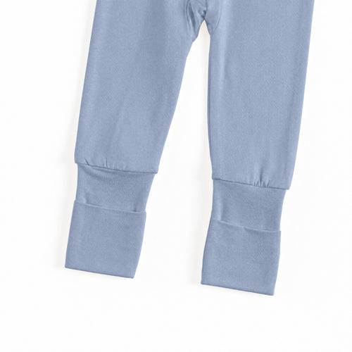 Baby Greyish Misty Blue Bamboo Zipper Romper Pajamas
