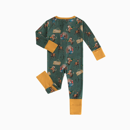 Thanksgiving peacock Baby Bamboo Zipper Romper