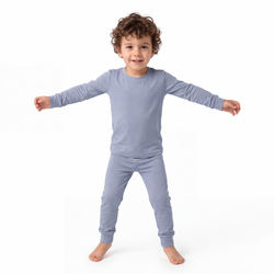 Kids Greyish Misty Blue Two-Piece Pajama Set