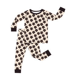 Black Daisy Bamboo Kids Two-Piece Pajama Set