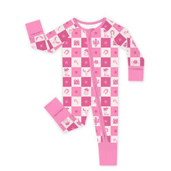 Bamboo Baby Zipper Romper Pajama Christmas Cowgirl Checkerboard