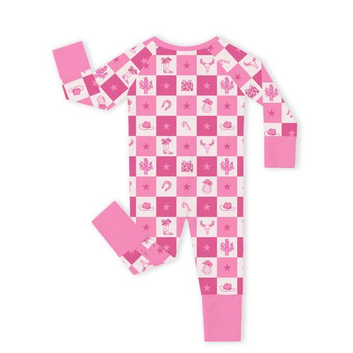 Bamboo Baby Zipper Romper Pajama Christmas Cowgirl Checkerboard
