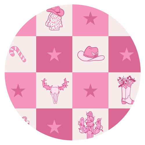 Bamboo Kids Two-Piece Pajama Set Christmas Cowgirl Checkerboard