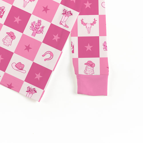 Bamboo Kids Two-Piece Pajama Set Christmas Cowgirl Checkerboard