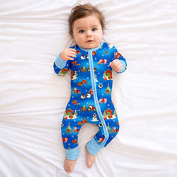Bamboo Baby Zipper Romper Pajama Christmas Western Barnyard Animals