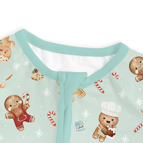 Christmas Gingerbread Sweet Bakery Baby Bamboo Zipper Pajama Romper