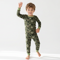Bamboo Kids Two-Piece Pajama Set Christmas Hunting Animal