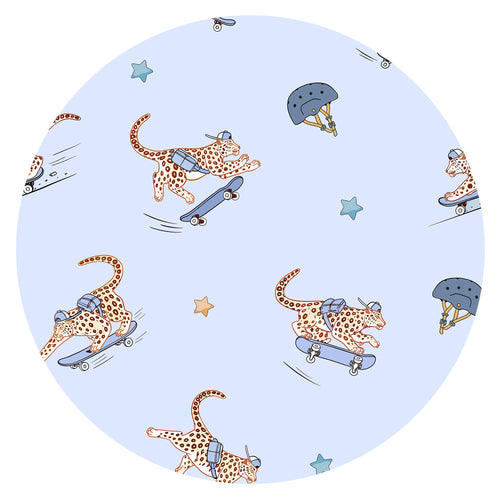 Kids Skateboarding Leopard Bamboo Two-Piece Pajama Set