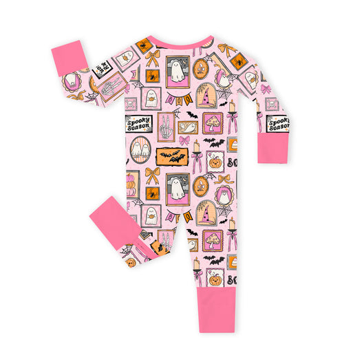 Halloween Pink Spooky Gallery Baby Bamboo Zipper Pajama Romper