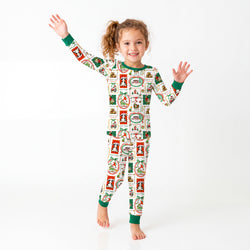 Bamboo Kids Two-Piece Pajama Set Christmas Farm Animals