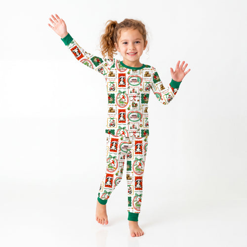 Bamboo Kids Two-Piece Pajama Set Christmas Farm Animals