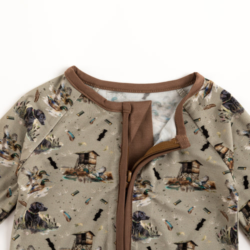 Thatched cottage and rural dog Bamboo Zipper Romper Pajamas
