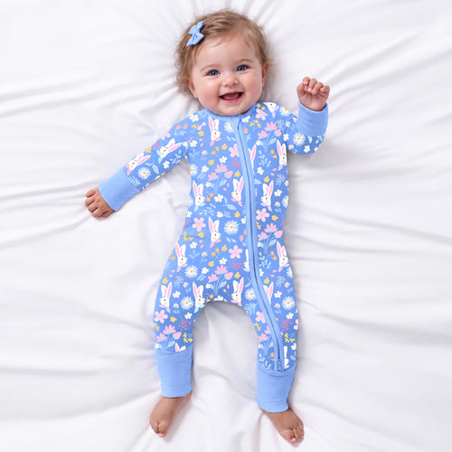 Baby Garden Bunny Blossom Bamboo Zipper Pajama Romper