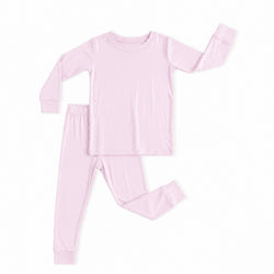 Kids Soft Pink Solid Two-Piece Pajama Set