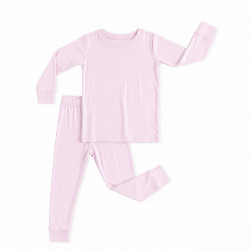 Kids Soft Pink Solid Two-Piece Pajama Set