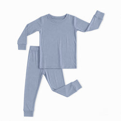 Kids Greyish Misty Blue Two-Piece Pajama Set
