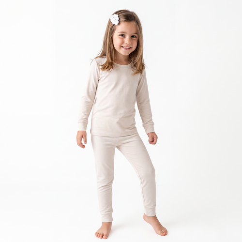 Oat Milk Solid Kids Two-Piece Pajama Set