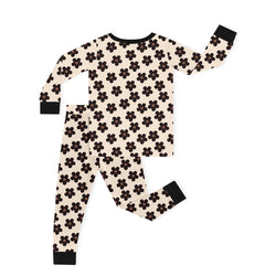 Black Daisy Bamboo Kids Two-Piece Pajama Set