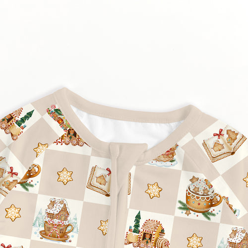 Bamboo Baby Zipper Romper Pajama Christmas Gingerbread Village