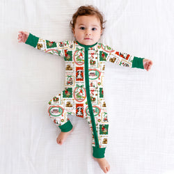 Bamboo Baby Zipper Romper Pajama Christmas Farm Animals