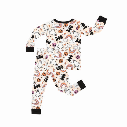 Halloween Pumpkin Ghost Rainbow Bamboo Long Sleeve Pajama Set